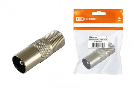 TDM ELECTRIC SQ1809-0006 Переходник гнездо F - штекер TV, инд. упаковка TDM